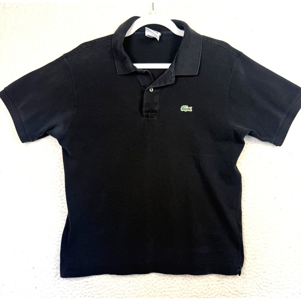Lacoste Polo Shirt Mens Size 4 Medium Black Classic Fit Preppy